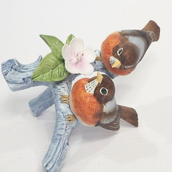 Vtg 1986 Andrea by Sadek Robins on Cherry Blossom Tree Branch Figurine - Read - Picture 9 of 11